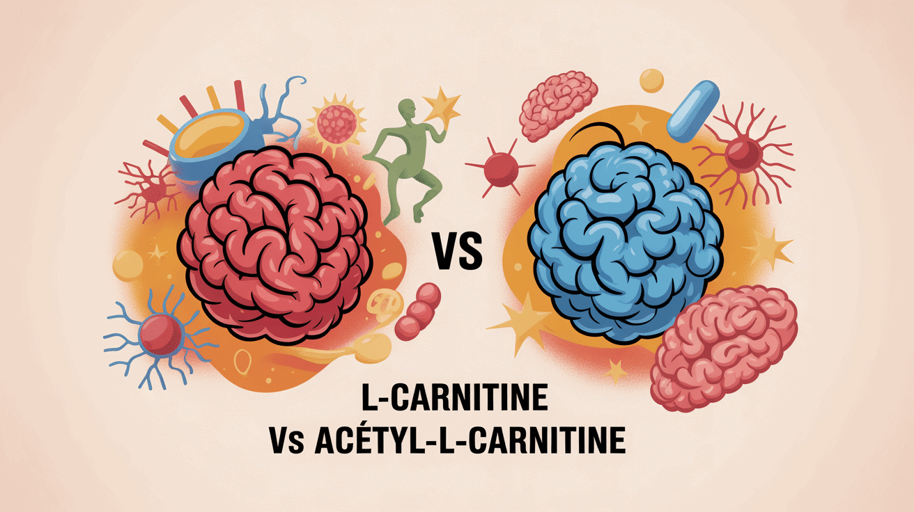 Illustration L carnitine and acetyl l carnitine différences, énergie, cerveau