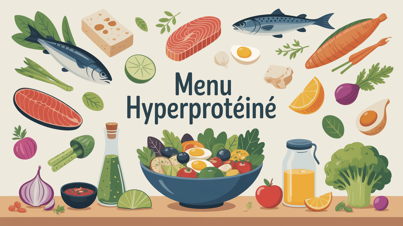 menu pour regime hyperproteine assiette aliments proteines