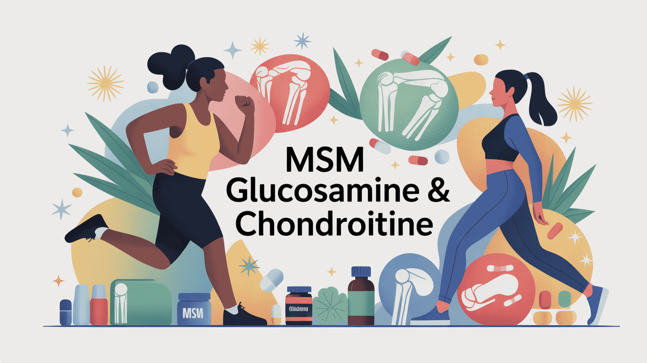 Illustration msm glucosamine & chondroitin pour douleurs articulaires