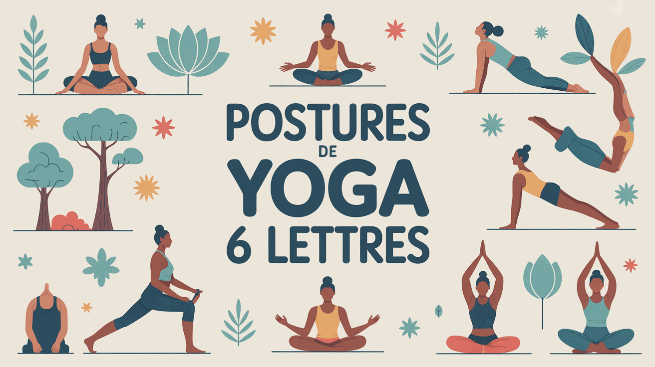 illustration postures de yoga 6 lettres style moderne zen