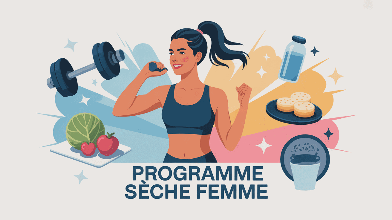 programme pour secher femme femme tonique entourée de nutrition entraînement récupération