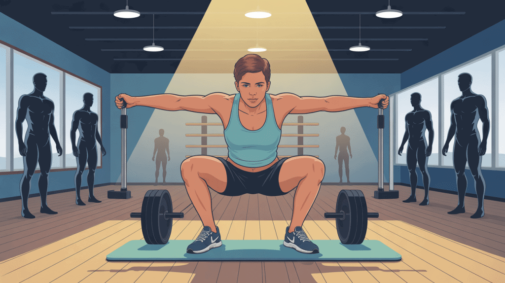 illustration souleve de terre halteres en salle de musculation