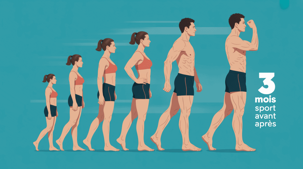 3 mois de sport avant apres silhouette transformation illustration