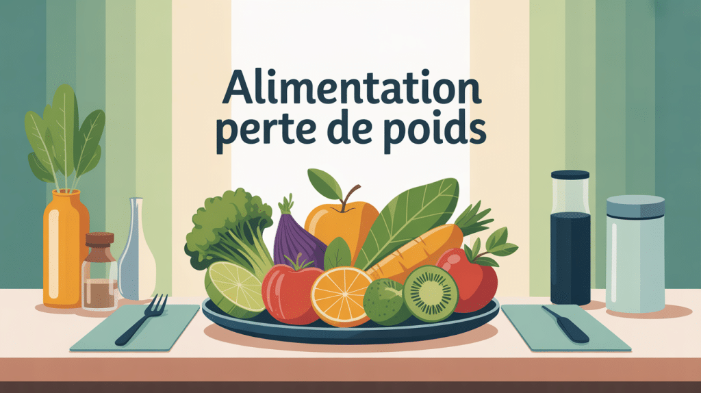 illustration alimentation perte de poids avec assiette saine