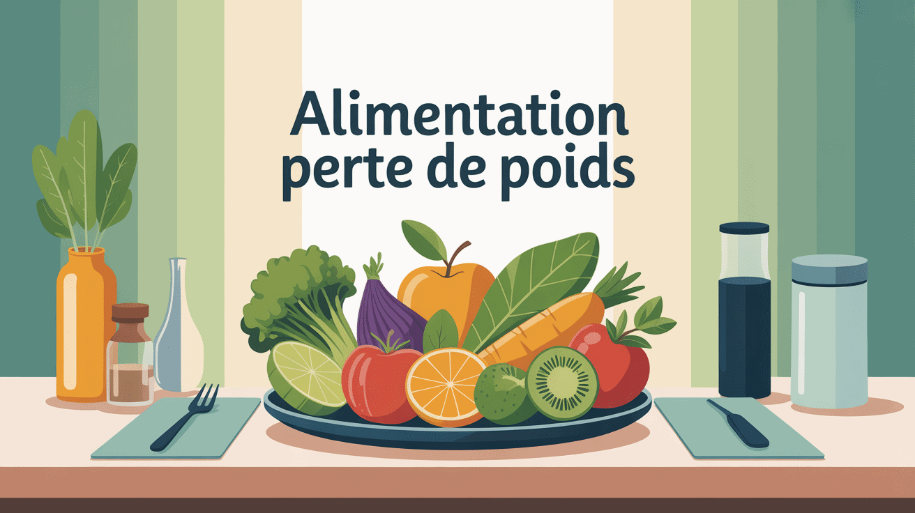 illustration alimentation perte de poids avec assiette saine