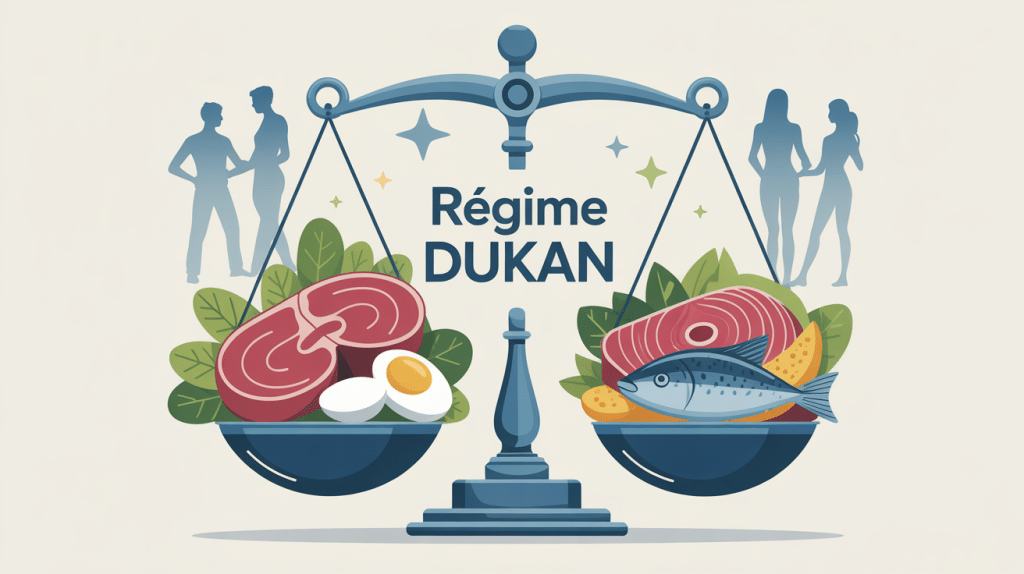 avis sur le regime dukan balance aliments proteines silhouettes