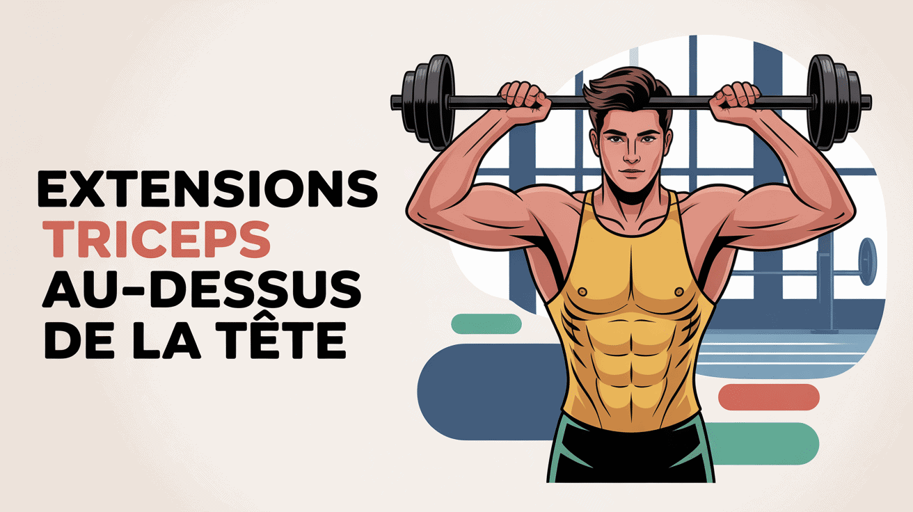 Extensions triceps au-dessus de la tête personnage stylisé salle de sport