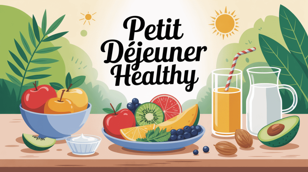 Petit déjeuner healthy avec fruits, avoine, yaourt, avocat et noix