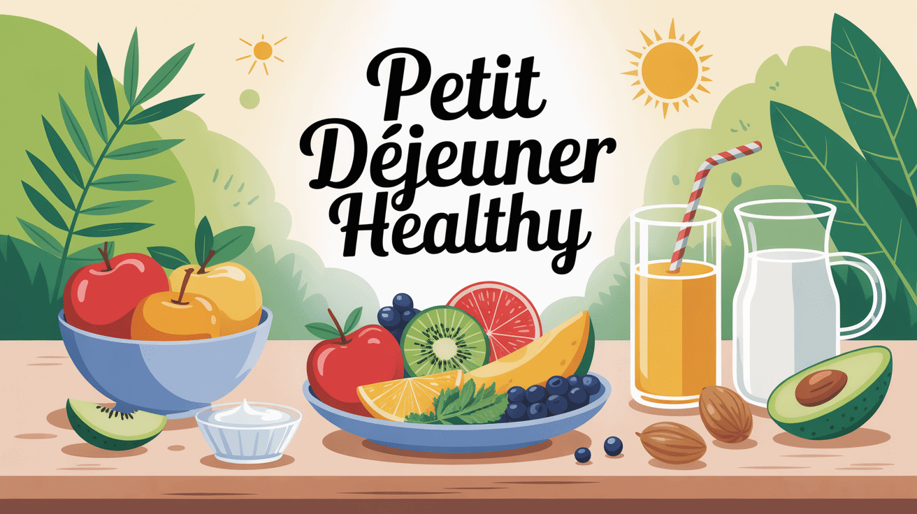 Petit déjeuner healthy avec fruits, avoine, yaourt, avocat et noix