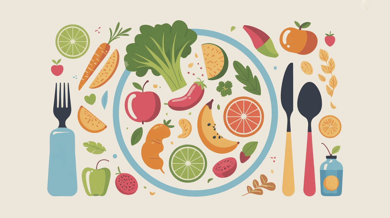 reequilibrage alimentaire perte de poids assiette aliments sains