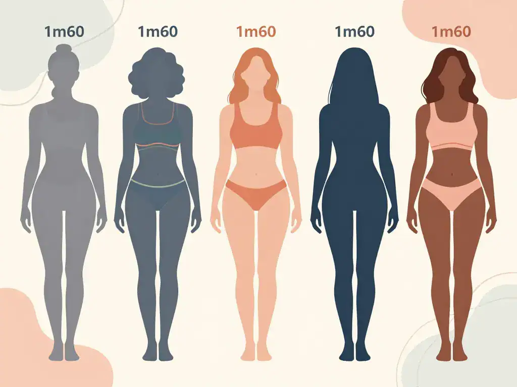 diagramme silhouettes tour de taille ideal femme 1m60