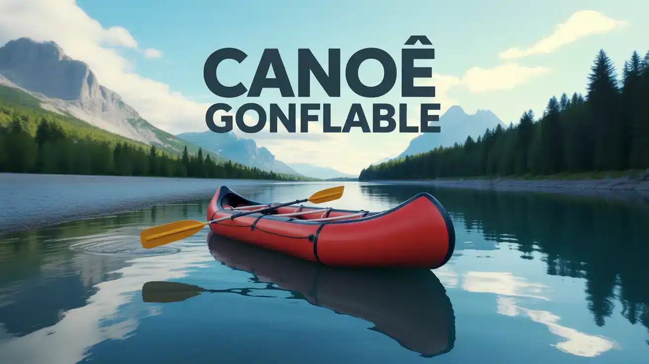 canoë gonflable en action sur rivière avec montagnes