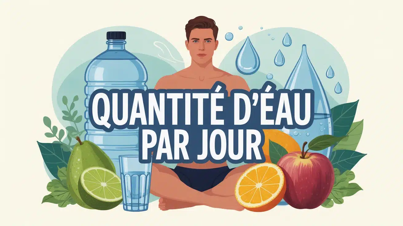 Illustration moderne quantité d eau par jour avec personnage et éléments d hydratation