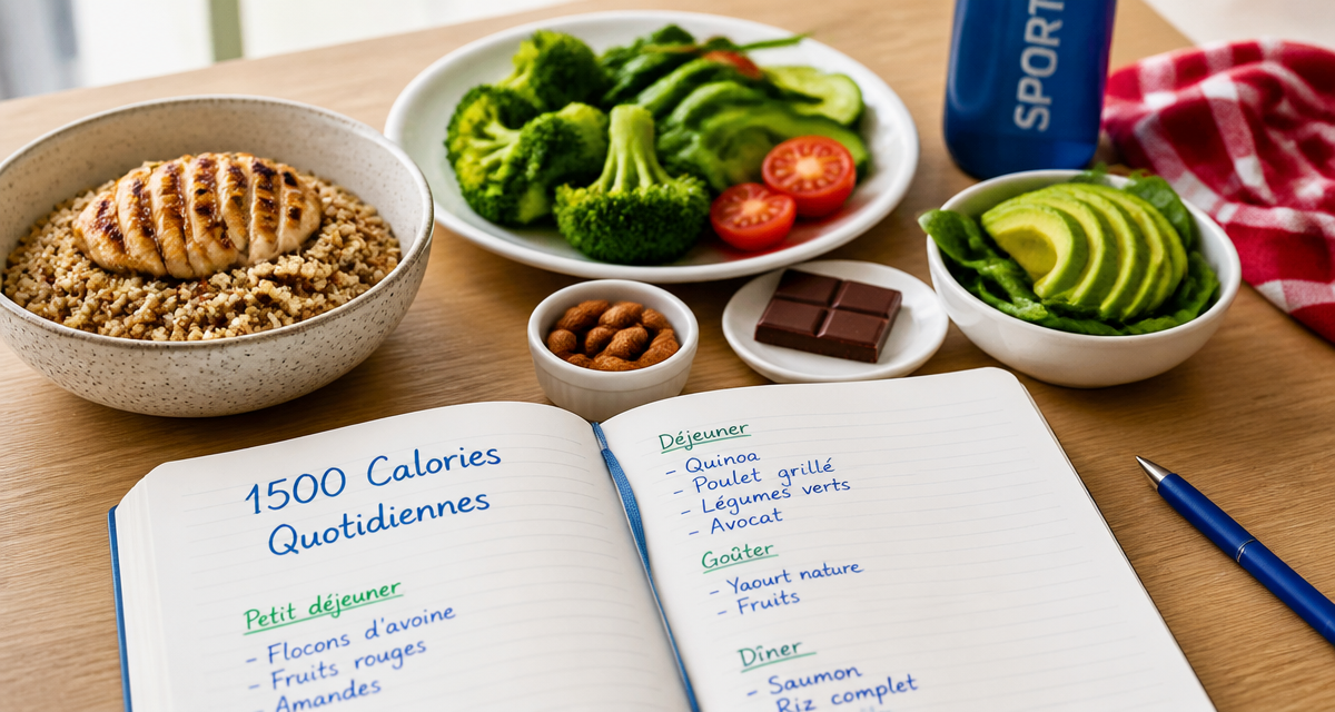 1500 calories par jour repas sains colorés