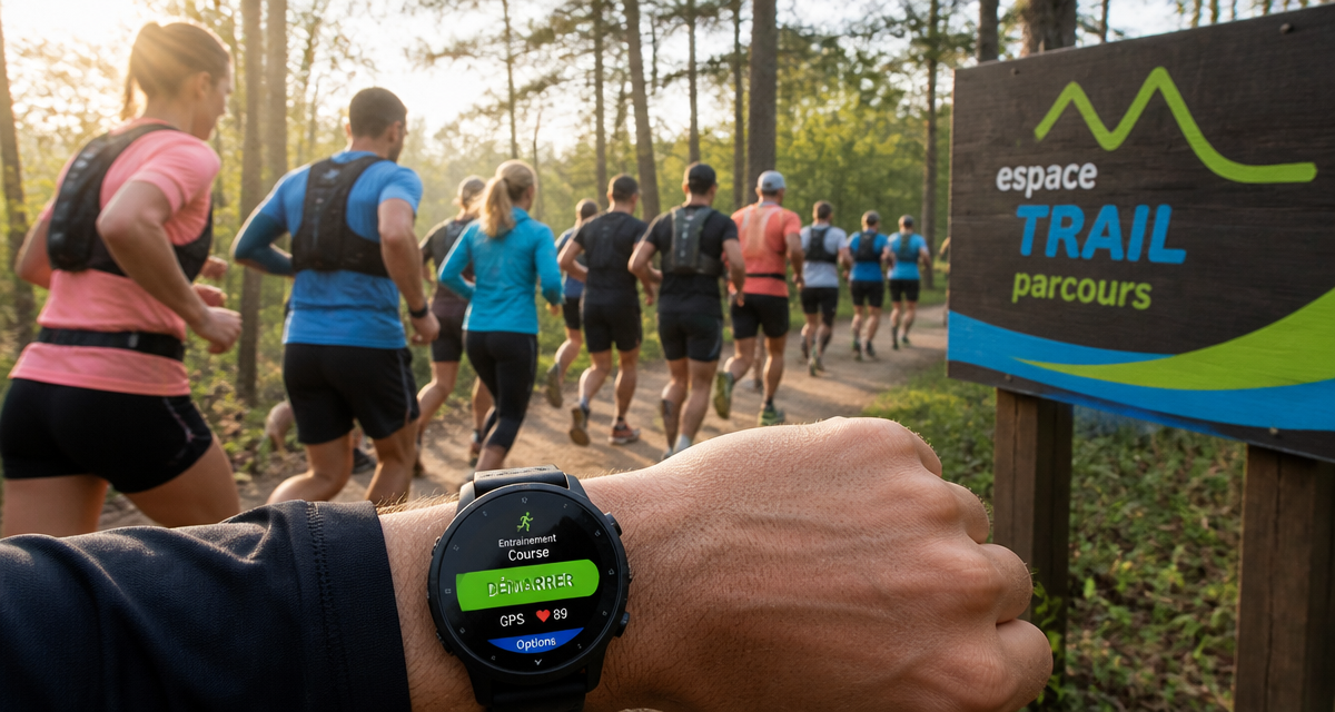 Entrainement a la course groupe coureurs montre GPS