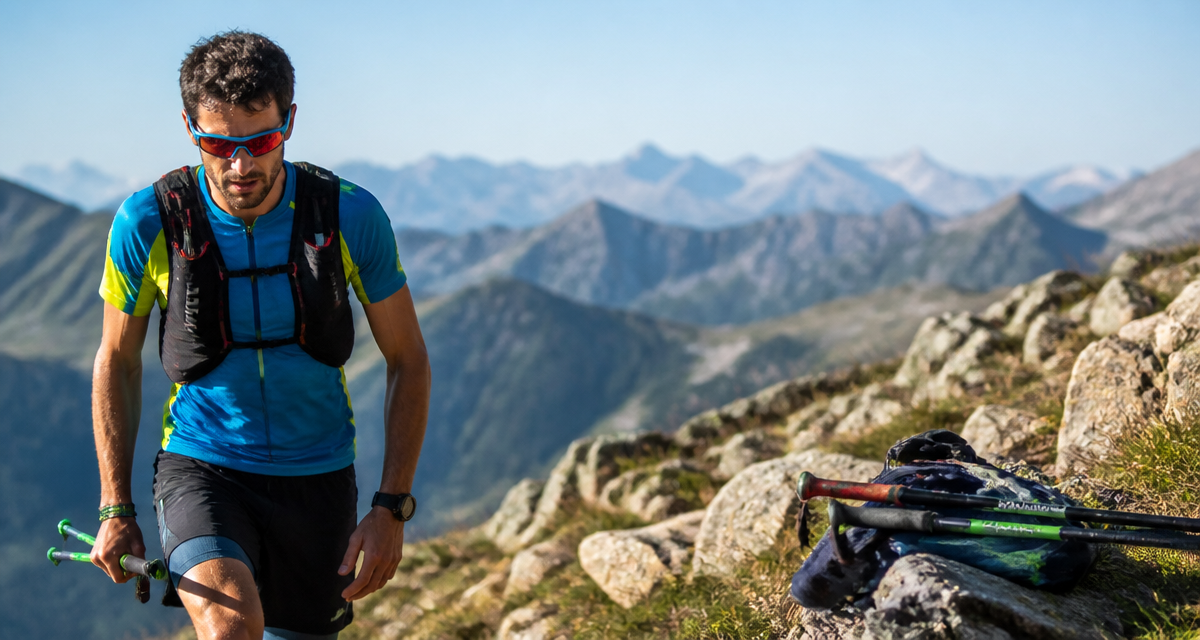 Batons de trail pliables utilisés en montée