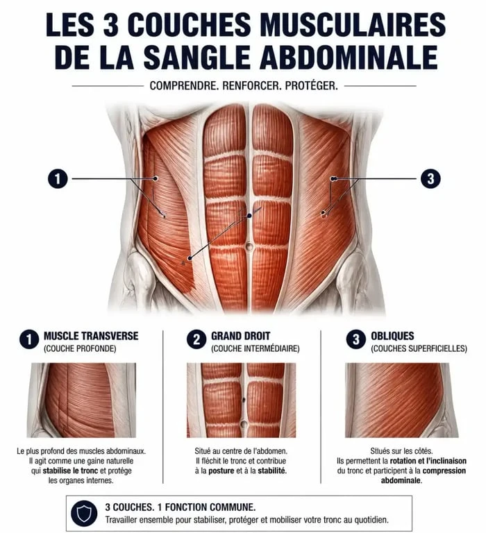 Schéma anatomique des muscles abdominaux pour un ventre plat et des abdos dessinés