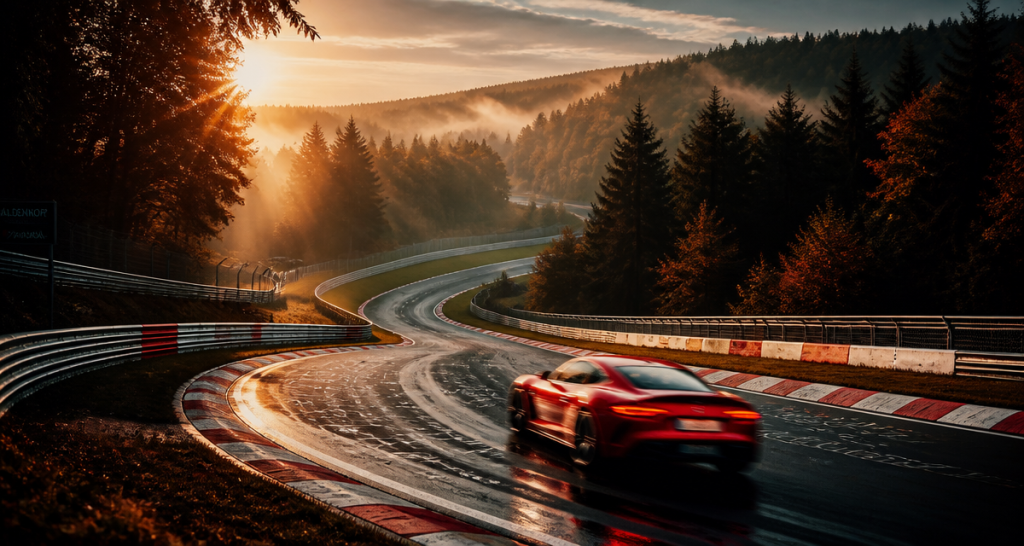 circuit nurburgring vue matin voiture sport