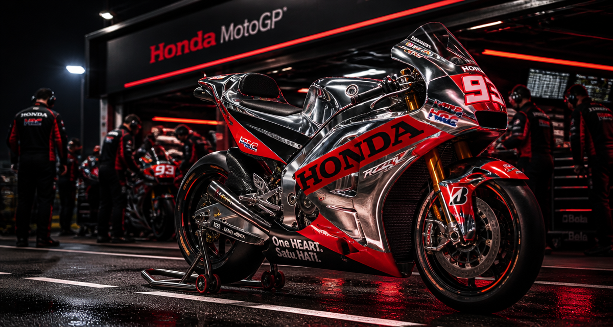 honda motogp rc213v dans le paddock de nuit