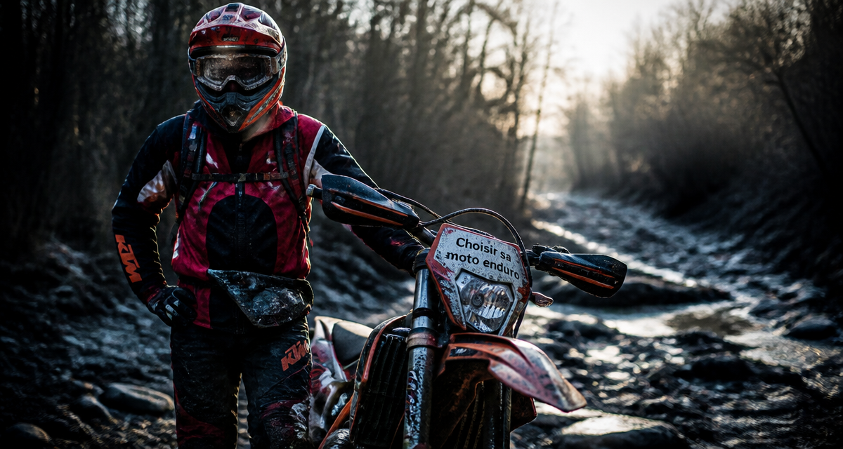 Pilote moto enduro boue forêt