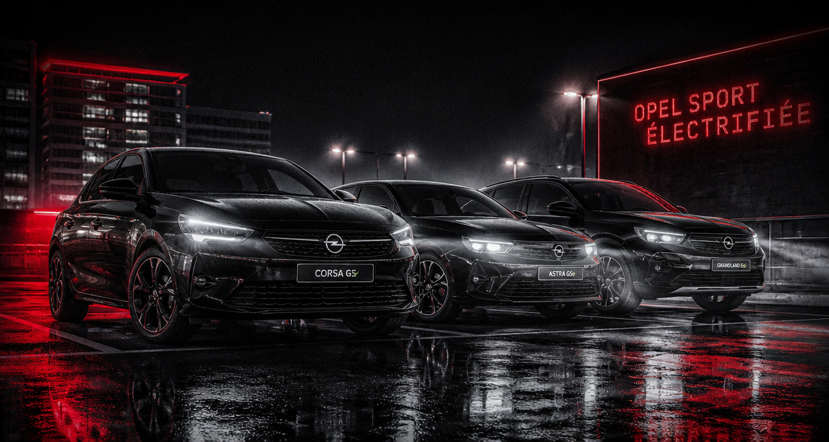 Opel Sport GSe et GS sur parking urbain de nuit