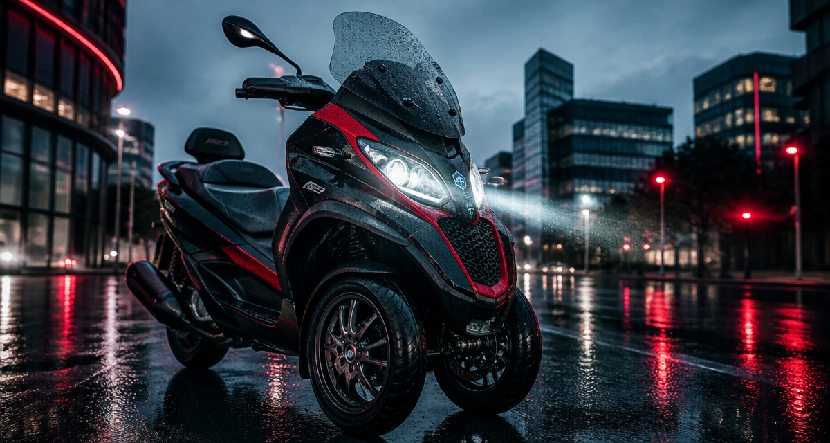 piaggio mp3 noir rouge phares allumés