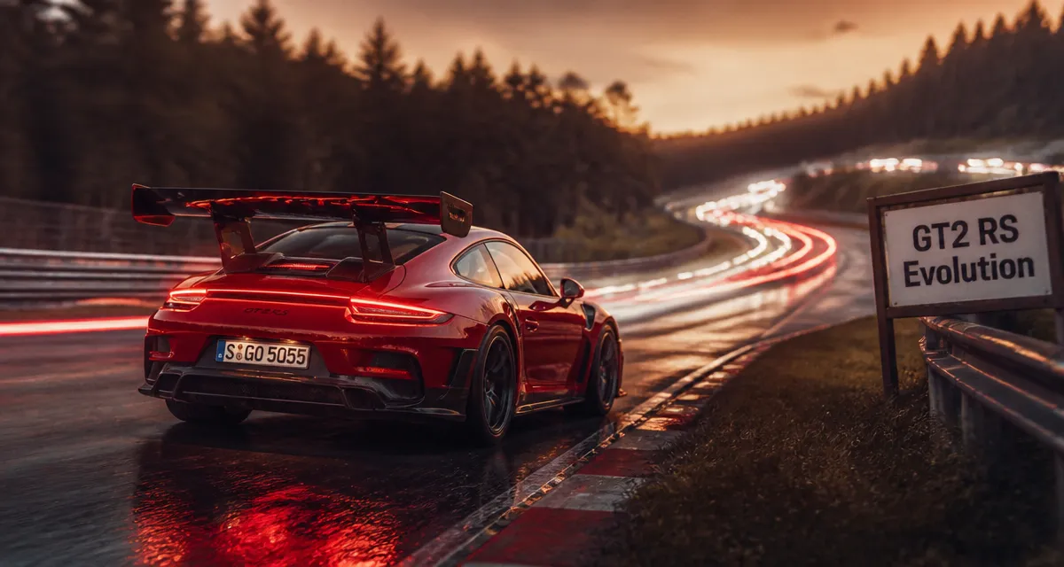 Porsche gt2 rs 992 vue arrière sur circuit