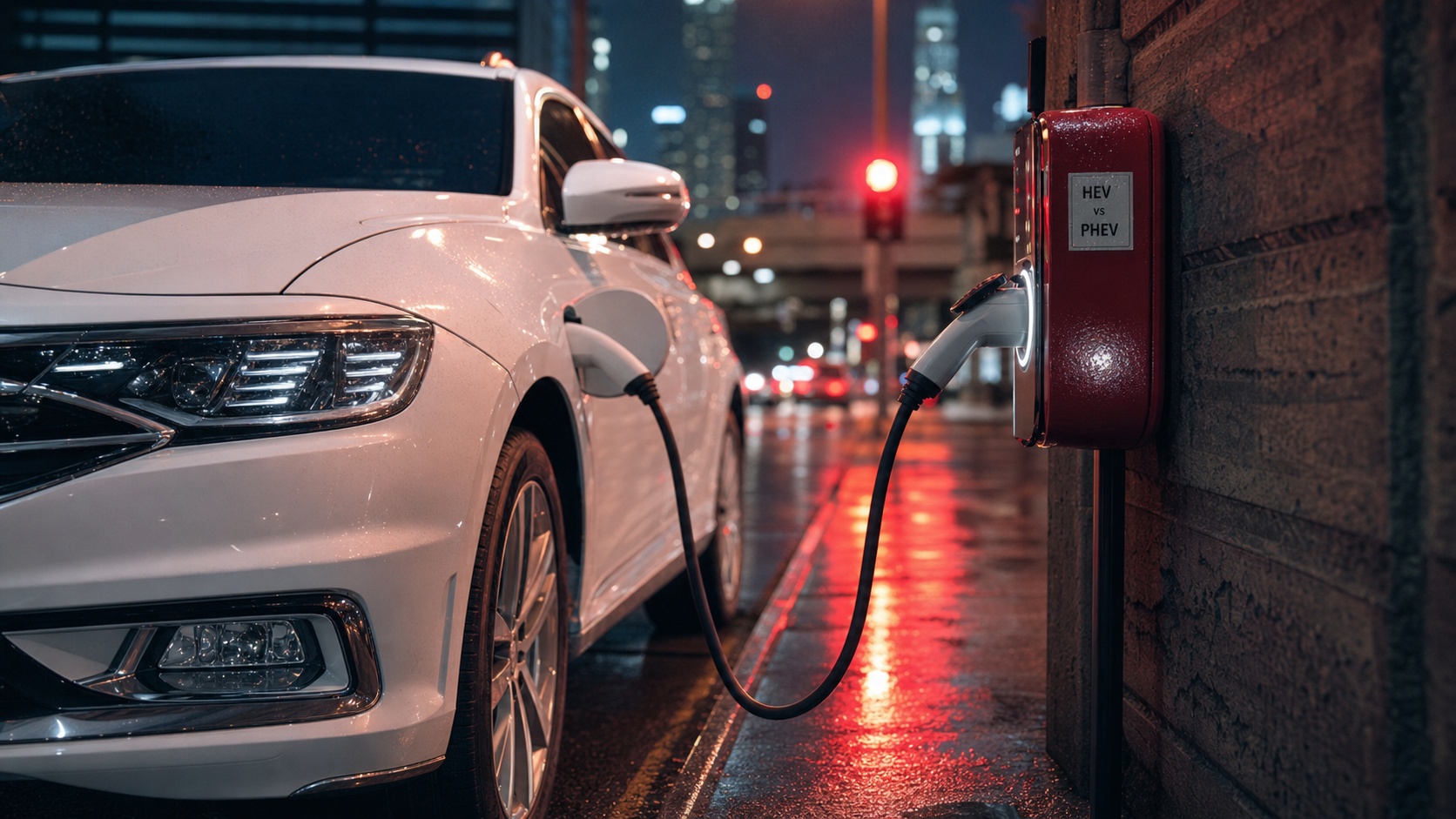 Différence entre hybride et hybride rechargeable : prise et autonomie, batterie vide (HEV vs PHEV).