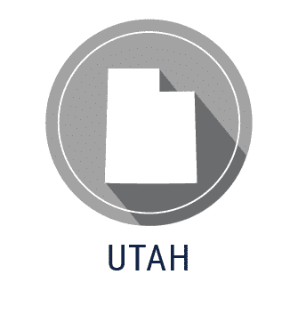 A logo for Utah. The image is an outline of the state.