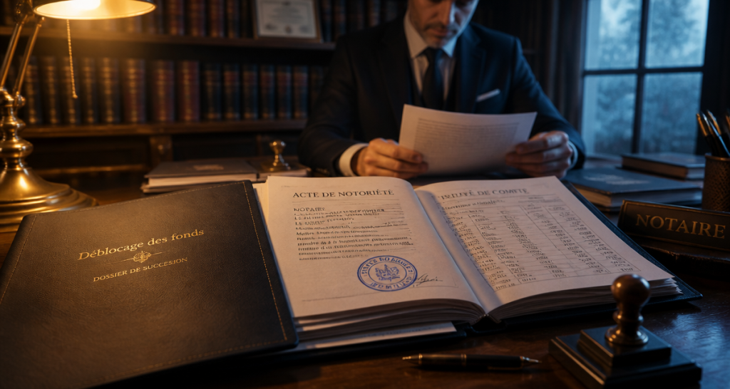 déblocage des fonds succession notaire bureau