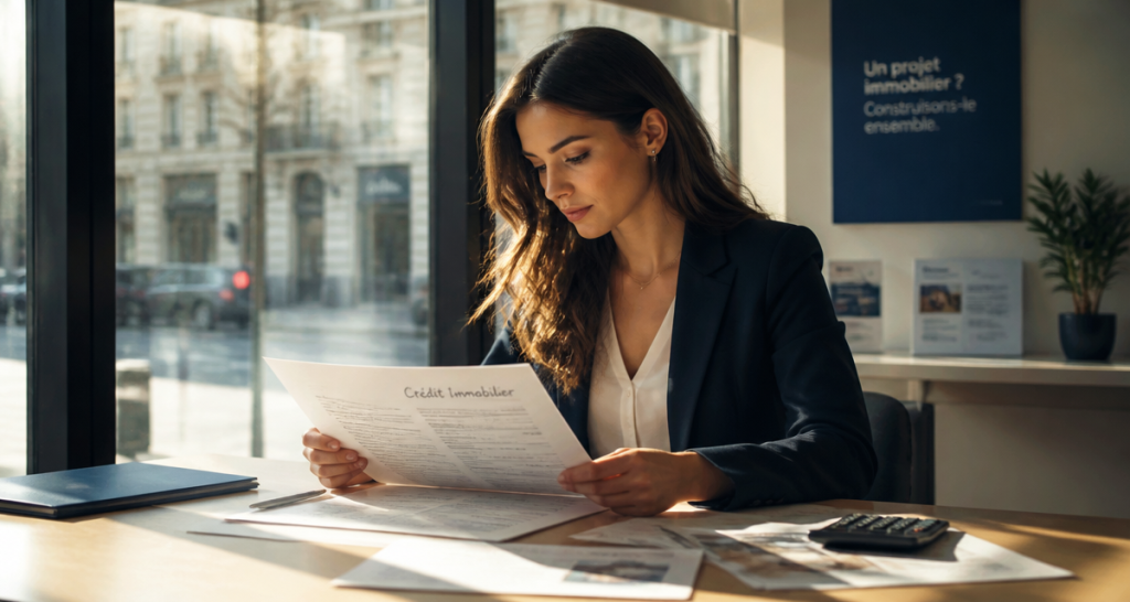 la poste credit immobilier jeune femme dossier