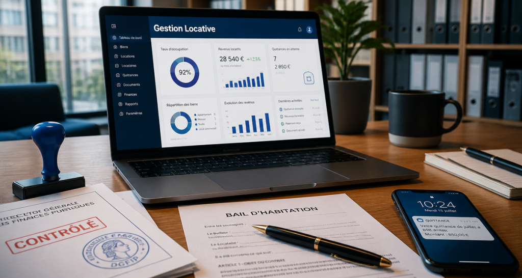 logiciel de gestion locative sur ordinateur portable