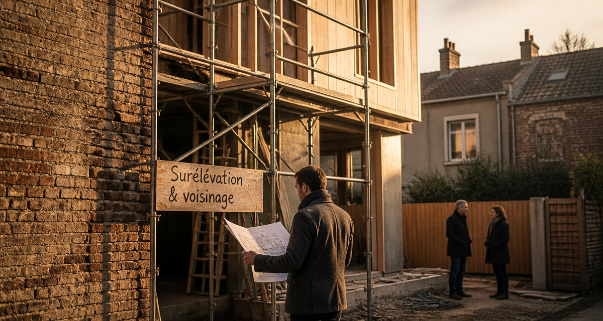 Surélévation maison et voisinage, chantier en cours