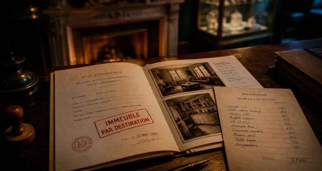 Bien mobilier ou immobilier : immeuble par destination, dossier notarial et inventaire de meubles
