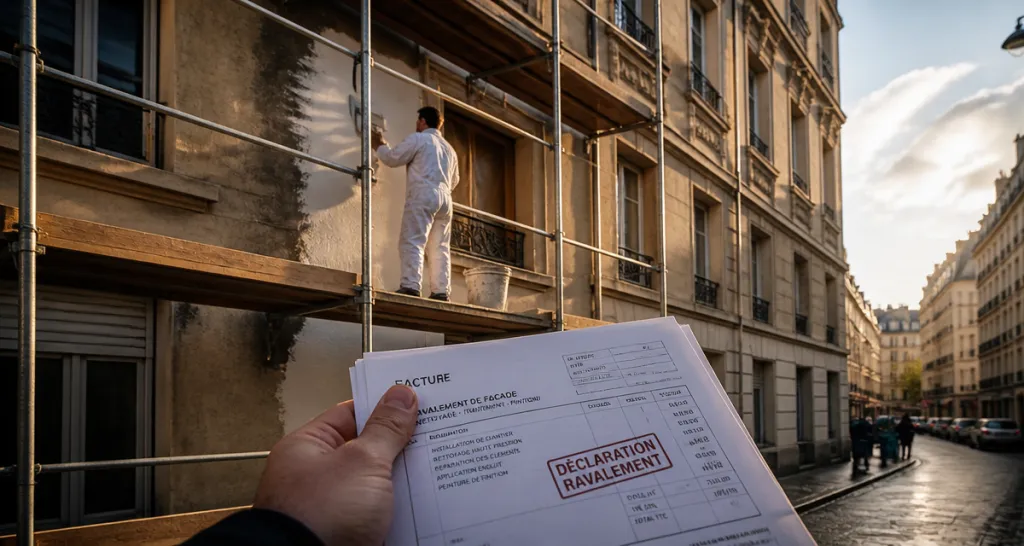 comment déclarer un ravalement de façade aux impôts, immeuble en travaux à Paris