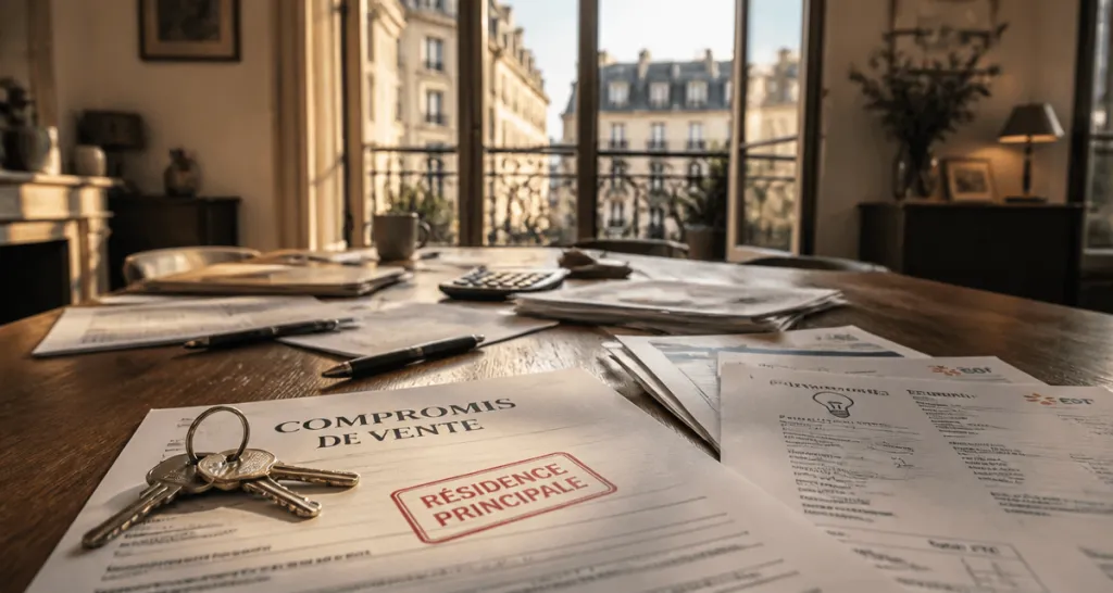 taxe vente residence principale salon compromis clés