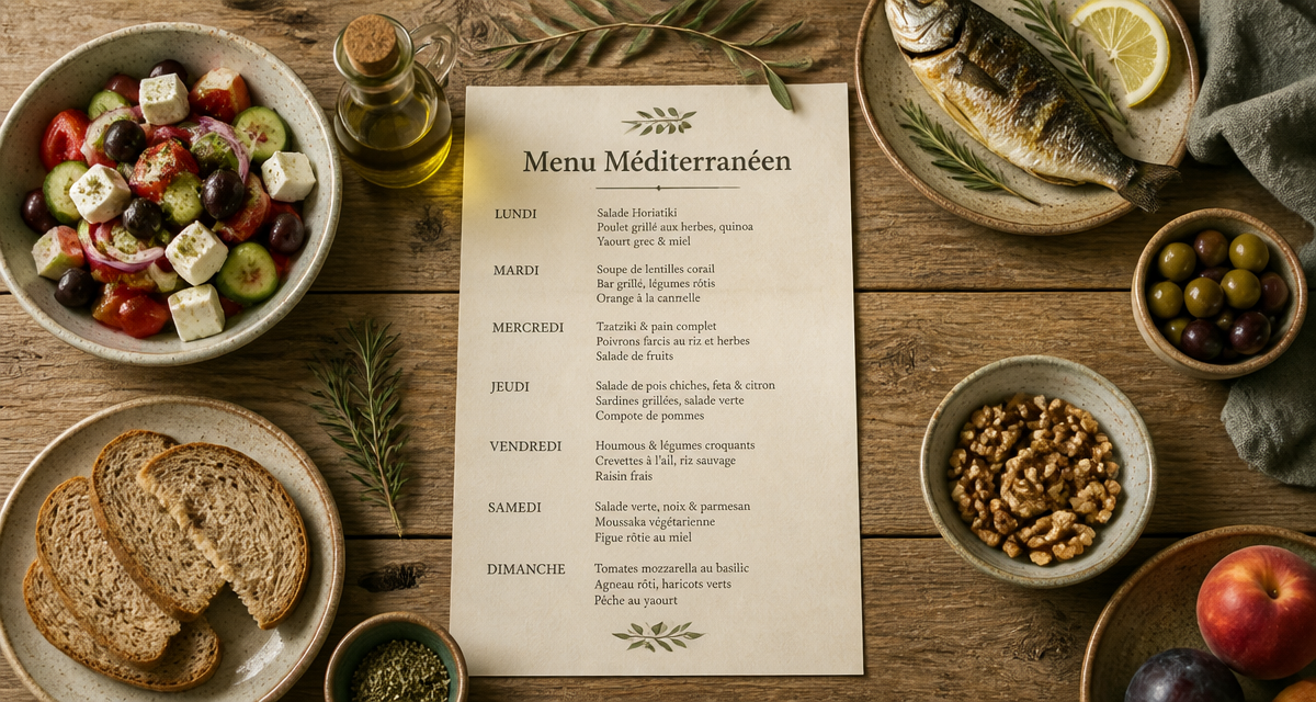 menu type regime mediterraneen plat table