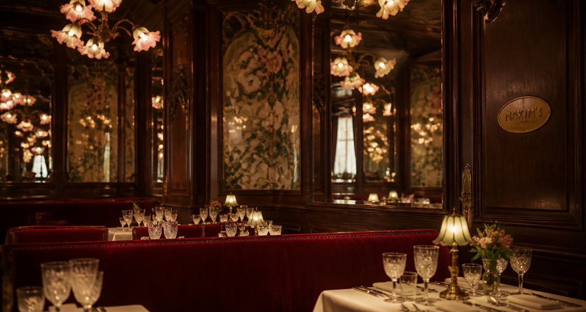 Salle du resto Maxim's avec décor Art Nouveau
