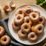 Beignet rapide maison sur assiette avec yaourt
