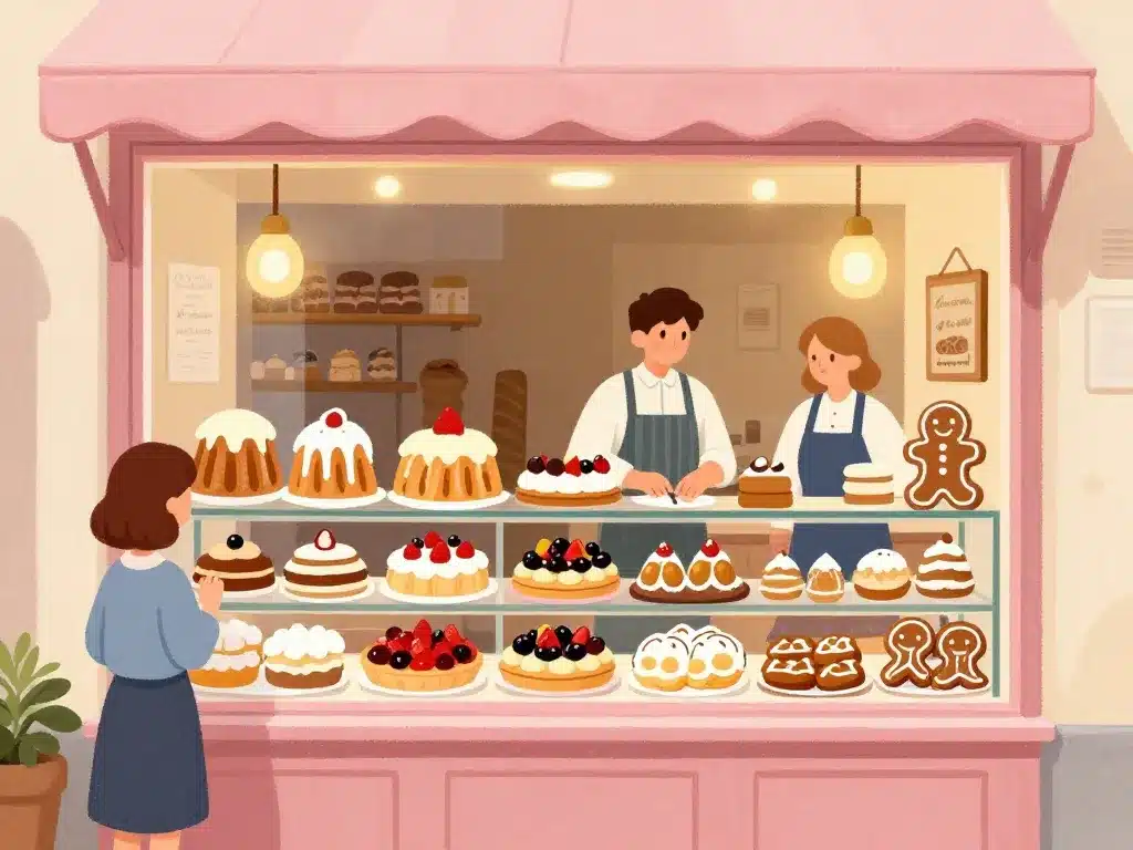 Vitrine avec assortiment de dessert strasbourgeois