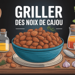 griller des noix de cajou bol doré avec ingrédients