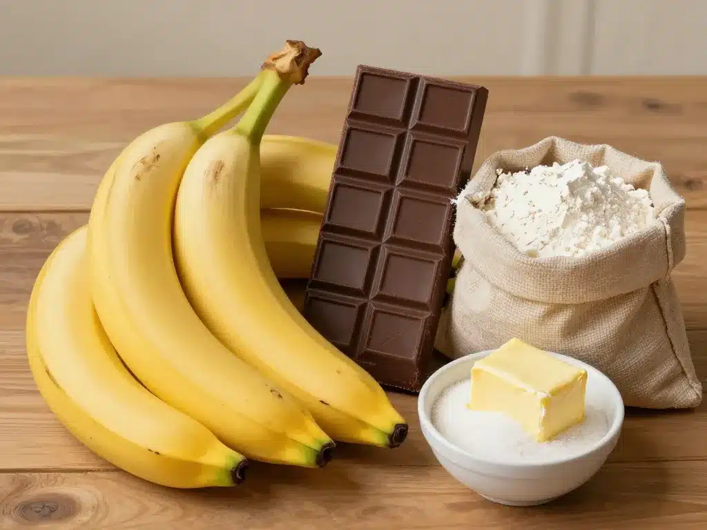 ingredients gateau chocolat banane bananes mûres chocolat noir