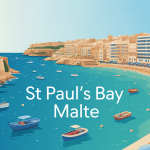 vue aérienne estivale de malta st paul's bay