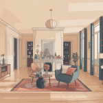 intérieur haussmannien lumineux avec pièces en enfilade