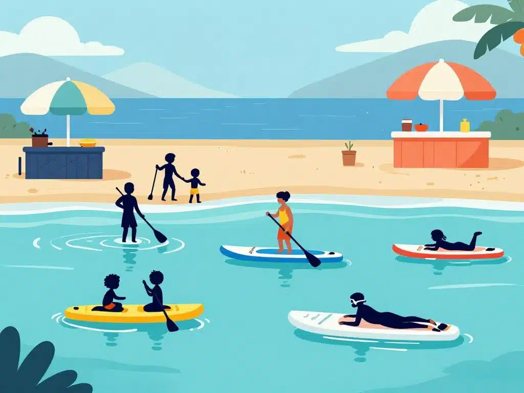 Activités sur plage d argent porquerolles baignade paddle