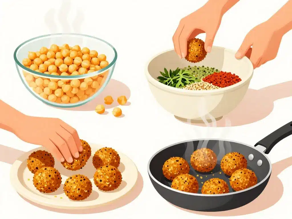 préparation des falafels kebab étape par étape