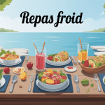 repas froid sur grande table estivale