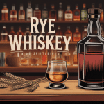 Vue d'ensemble rye whiskey bouteille et verre