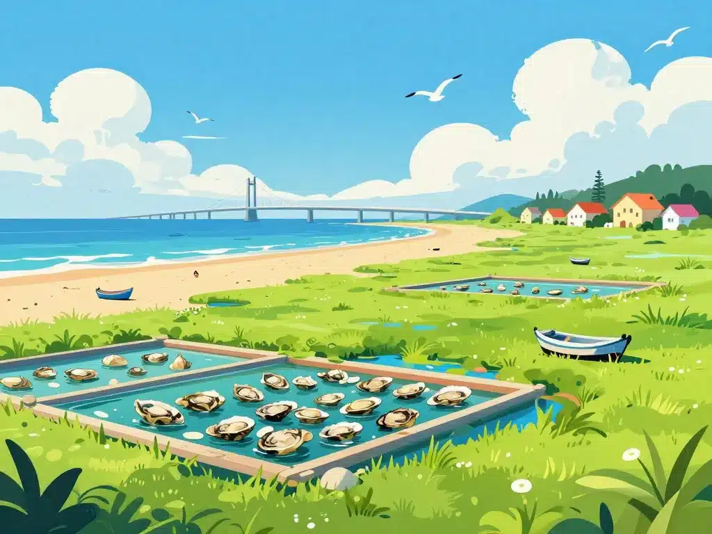 Paysage estival viaduc d'Oleron, plages et villages côtiers