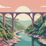 Vue stylisée du viaduc des Fades dominant les gorges